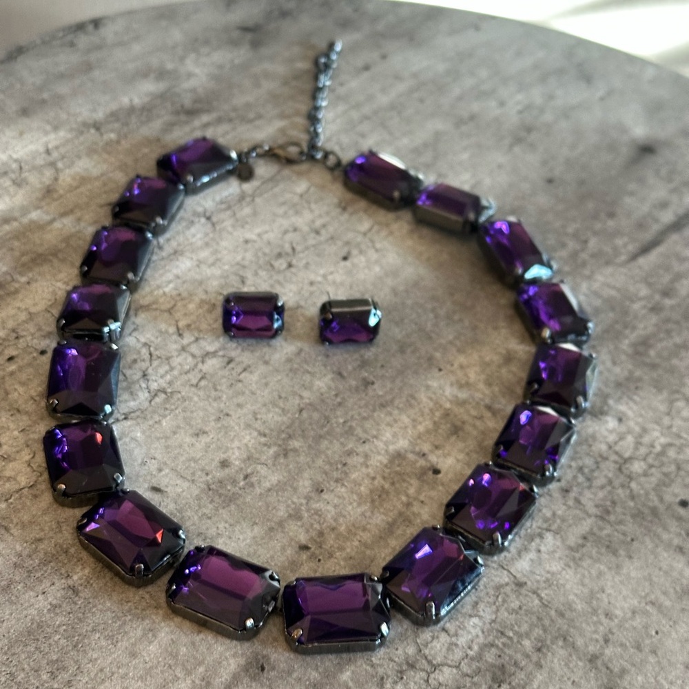 Joan Rivers Elegant Purple Necklace and Earring Set